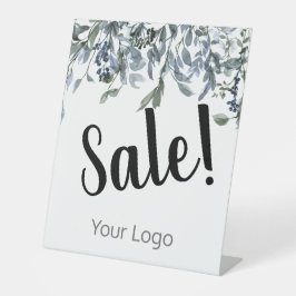 Signe De Table Élégant votre logo Blue Floral Vente d'affaires