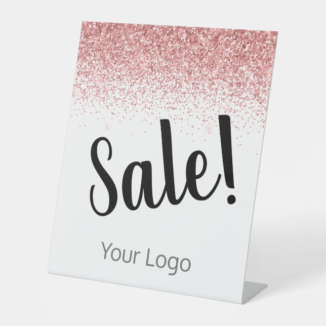 Signe De Table Élégant votre logo Parties scintillant rose Vente  (Recto)