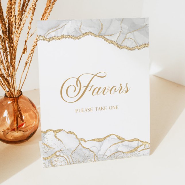 Signe De Table Elegant White Gold Agate Party Favors (Créateur téléchargé)