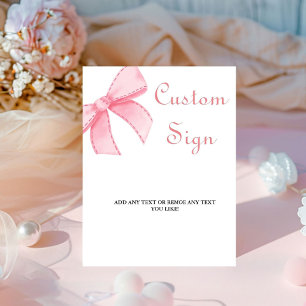 Signe De Table Élégante aquarelle rose Bow douche de la mariée Si