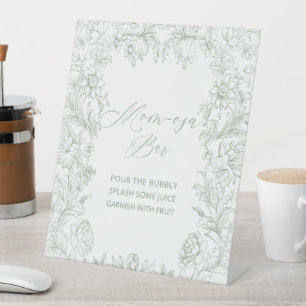 Signe De Table Elégante aquarelle vert fleurs chinoiserie bébé s
