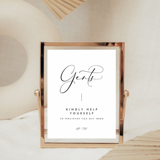 Signe De Table Élégante calligraphie noire Gents Salle de bain Si (Créateur téléchargé)