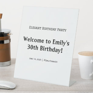 Signe De Table Élégante fête d'anniversaire Accueil Piédestal