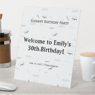 Signe De Table Élégante fête d'anniversaire Accueil Piédestal