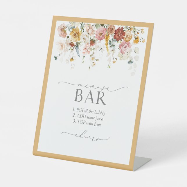 Signe De Table Elégante Fête des mariées Fleur sauvage Jaune Mimo (Recto)