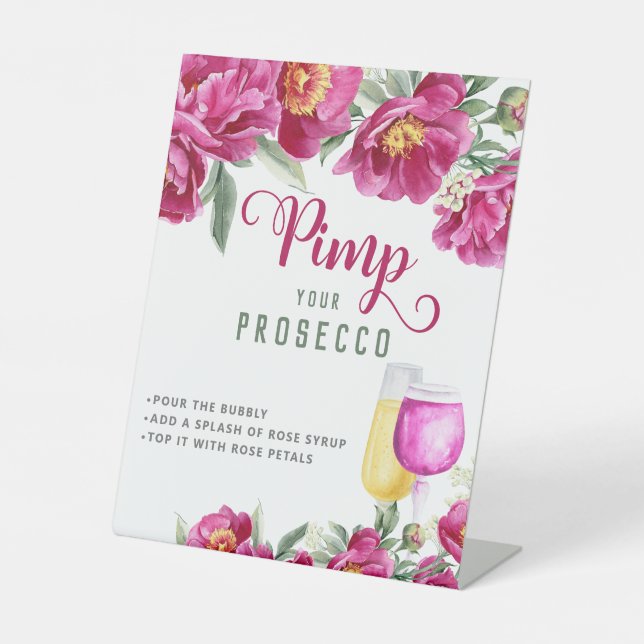 Signe De Table Élégante Fête des mariées rose Pimp Votre barre de (Recto)