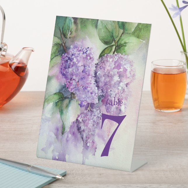 Signe De Table Elégante Lilac Flowers Numéro de tableau (In SItu)