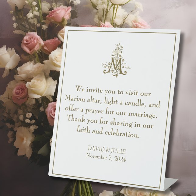 Signe De Table Elégante Marian Prière d'or Altar Mariage catholiq (Créateur téléchargé)