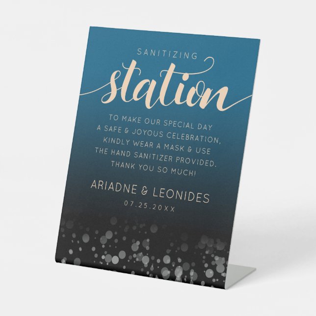 Signe De Table Elégante Pêche Océanique Bleu Mariage Sanitificati (Recto)