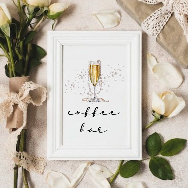 Signe De Table Elégante perles d'aquarelle et Fête des mariées de (Créateur téléchargé)