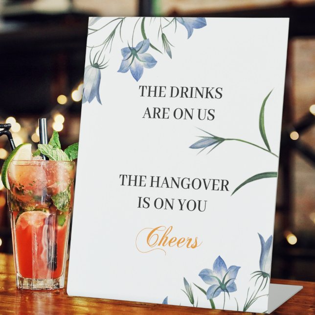 Signe De Table Elégante réception de mariage Floral Open Bar (Créateur téléchargé)