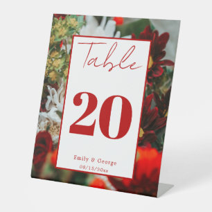 Signe De Table Élégante roses rouges fleurs fleurs Mariage floral