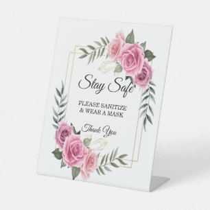 Signe De Table Élégante sécurité géométrique rose rose