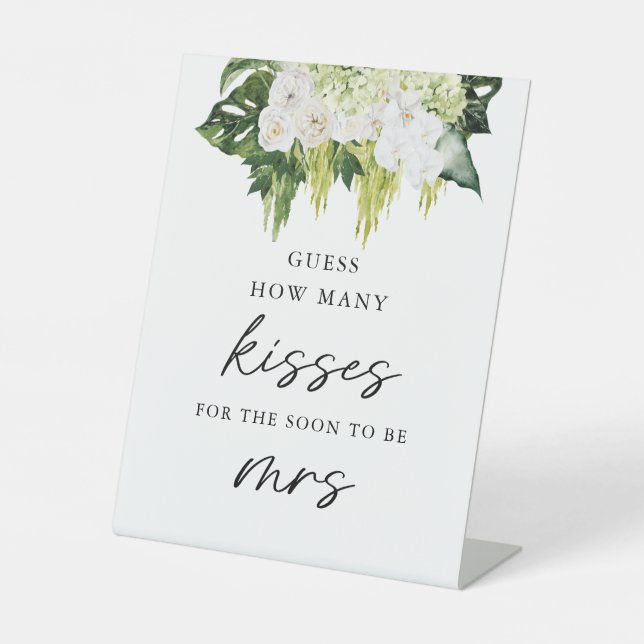 Signe De Table Élégante verdure Combien de baisers jeu nuptiale (Recto)