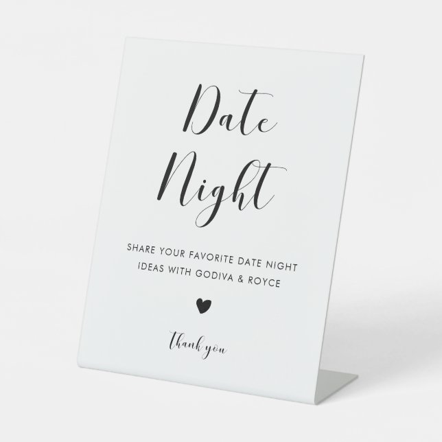 Signe De Table Elégantes idées de nuit noir et blanc (Recto)