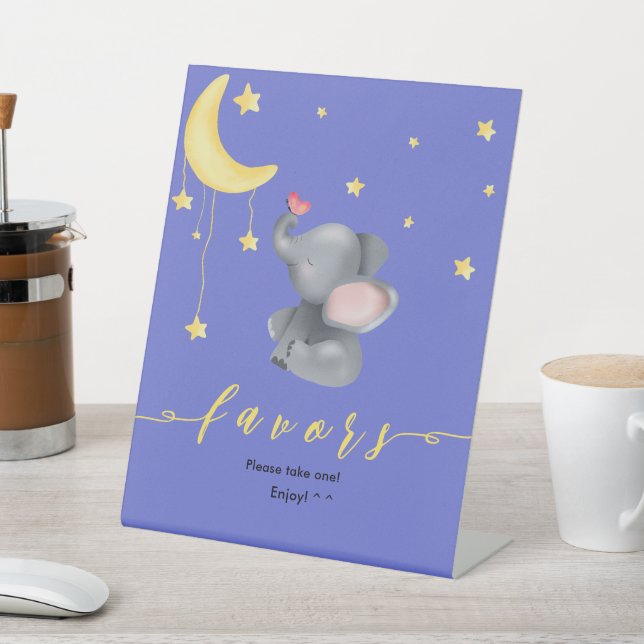 Signe De Table Eléphant mignon & Baby shower papillon Faveurs (In SItu)