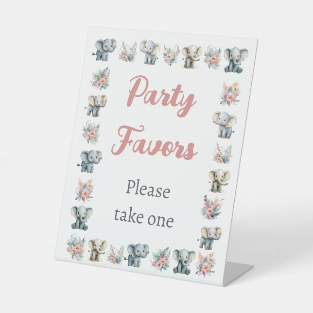 Signe De Table Eléphants & Boho Jungle Fleurs Anniversaire (Recto)