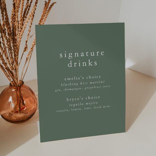 Signe De Table EMELIA Nature Bois Mariage Signature Boisson (EMELIA Nature Woodland Wedding Signature Drink Pedestal Sign)