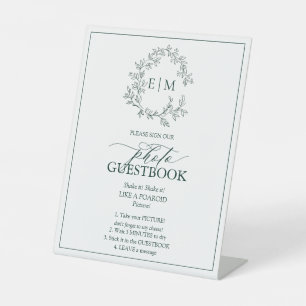 Signe De Table Emerald Green Leafy Crest Monogramme Photo Livre d