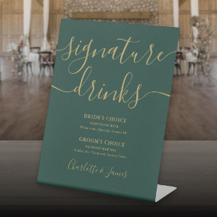Signe De Table Emerald Green Script Mariage Signature Boissons