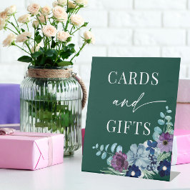 Signe De Table Émeraude vert aquarelle fleurie Mariage d'hiver