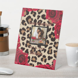 Signe De Table Empreinte de léopard Red Rose M. et Mme Texte Phot