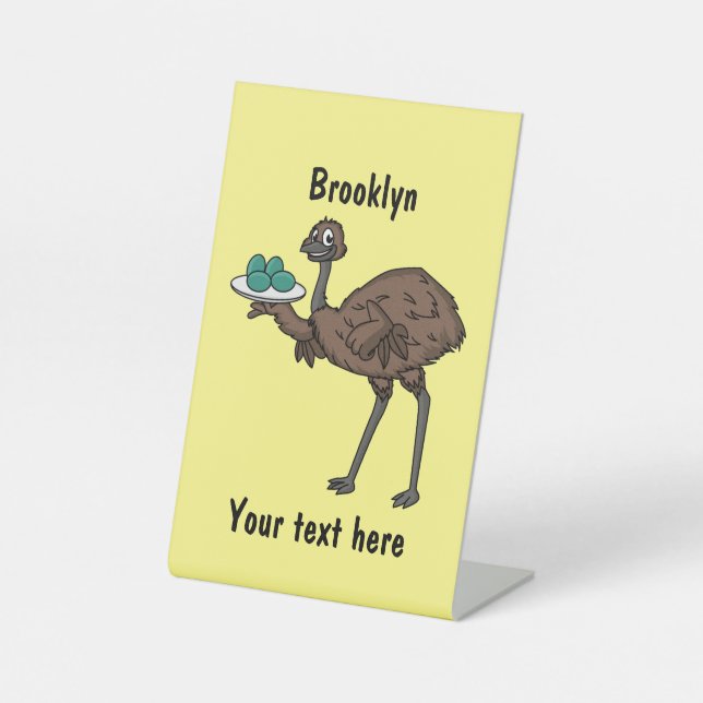 Signe De Table Emu avec dessin animé d'oeufs (Recto)