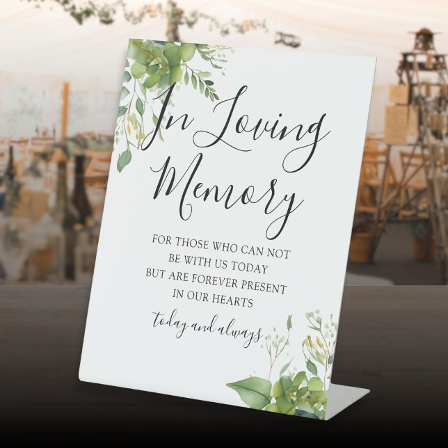 Signe De Table En Mémoire Amour Mémorial verdure Mariage Floral (In Loving Memory Memorial Greenery Floral Wedding Pedestal Sign)