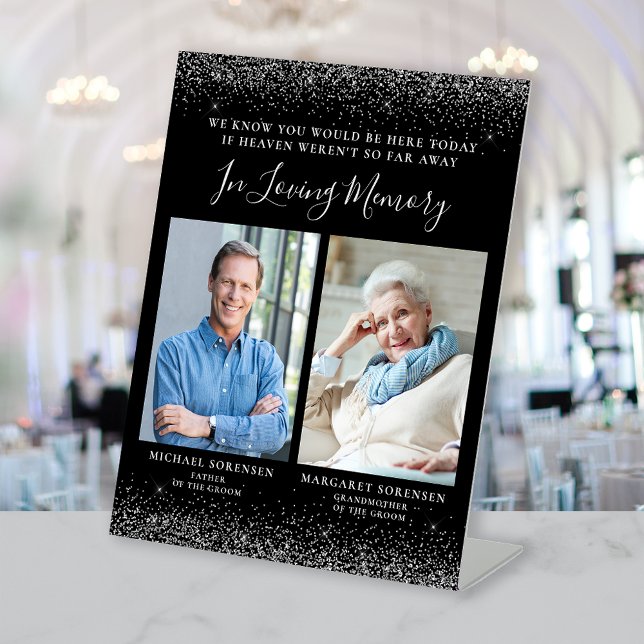 Signe De Table En mémoire d'amour 2 Photo Black Silver Mariage (Créateur téléchargé)