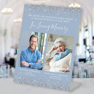 Signe De Table En mémoire d'amour 2 Photo Dusty Blue Silver Maria