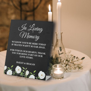 Signe De Table En mémoire d'amour Mémorial du Mariage Floral Blan