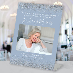 Signe De Table En mémoire d'amour photo Dusty Blue Silver Mariage