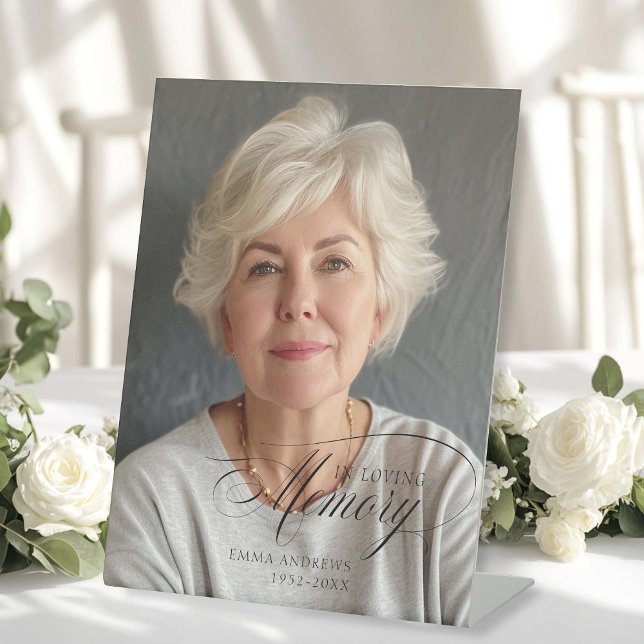 Signe De Table "En mémoire de l'amour" Photo Funeral Memorial ("In Loving Memory" Photo Funeral Memorial Pedestal Sign)