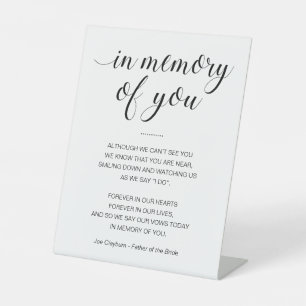 Signe De Table En Mémoire De Vous Poème Avec Nom Mariage Memorial