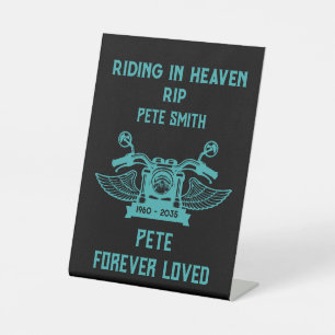 Signe De Table En mémoire Motorbike Rider Biker funérailles
