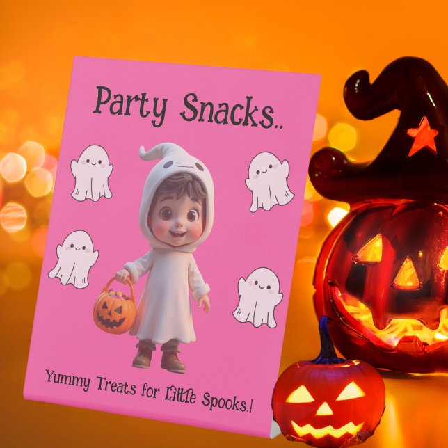 Signe De Table Enfants Petits Spots Halloween Fête Snacks (Little Spooks Halloween Party  Snacks Pedestal Sign)