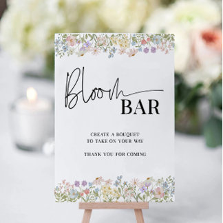 Signe De Table Enseigne de bar à fleurs pour mariage et événement