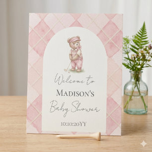 Signe De Table Enseigne de bienvenue Golfing Rose Baby Shower