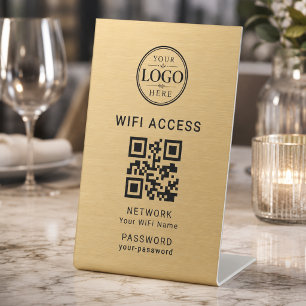 Signe De Table Enseigne de logo d'entreprise d'accès WiFi Or pour
