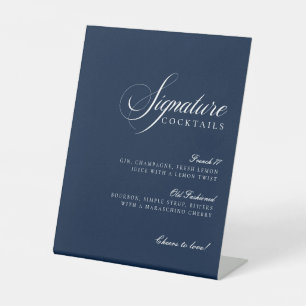 Signe De Table Enseigne de mariage Boissons Signature Ivoire Bleu