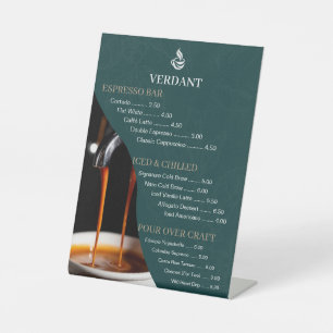 Signe De Table Enseigne de menu de café spécialisé vert foncé élé