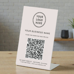 Signe De Table Enseigne de numérisation de code QR rose du logo d