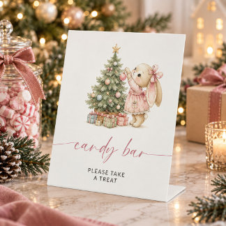 Signe De Table Enseigne de piédestal de bonbons de Noël de lapin