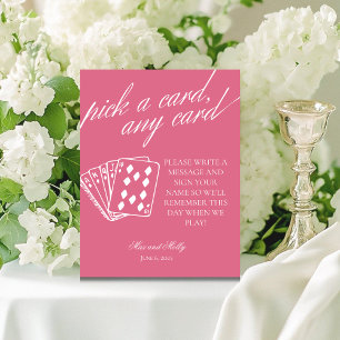 Signe De Table Enseigne de piédestal de cartes à jouer rose moder