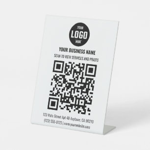Signe De Table Enseigne de piédestal de code QR noir pour entrepr