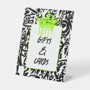 Signe De Table Enseigne de piédestal Graffiti Black Green Gifts &