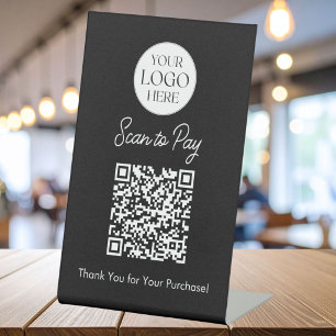 Signe De Table Enseigne de table Logo Entreprise Scannez pour pay