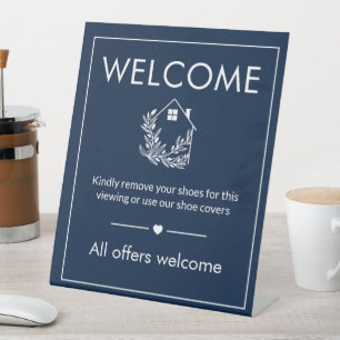 Signe De Table Enseigne immobilière de bienvenue enlève chaussure
