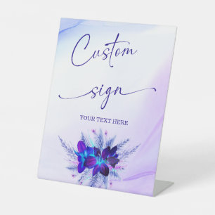 Signe De Table Enseigne personnalisée Orchidée Violette et Bleue