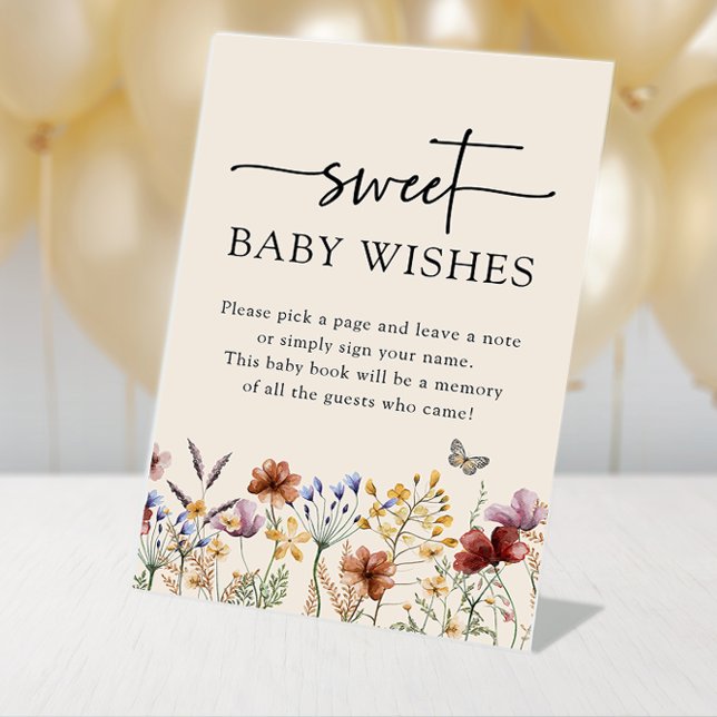 Signe De Table Enseignes de voeux de bébé boho (Boho Sweet Baby Wishes Signs with Butterfly by Painted Paperie
)